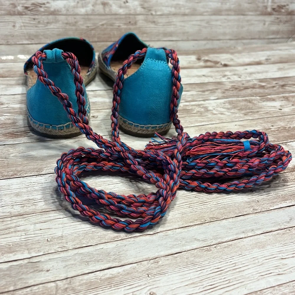 Circus by Sam Edelman Lenora Size 8.5 Espadrille Sandal Tie Up Blue Turquoise